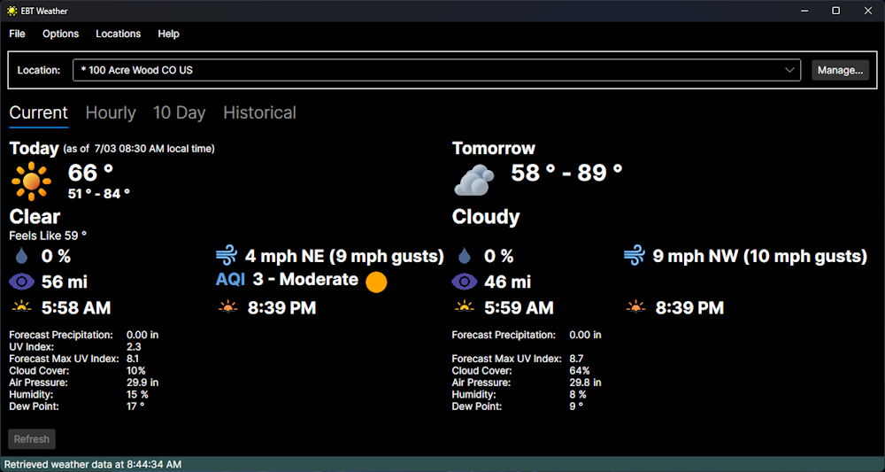 EBT Weather Main Screen