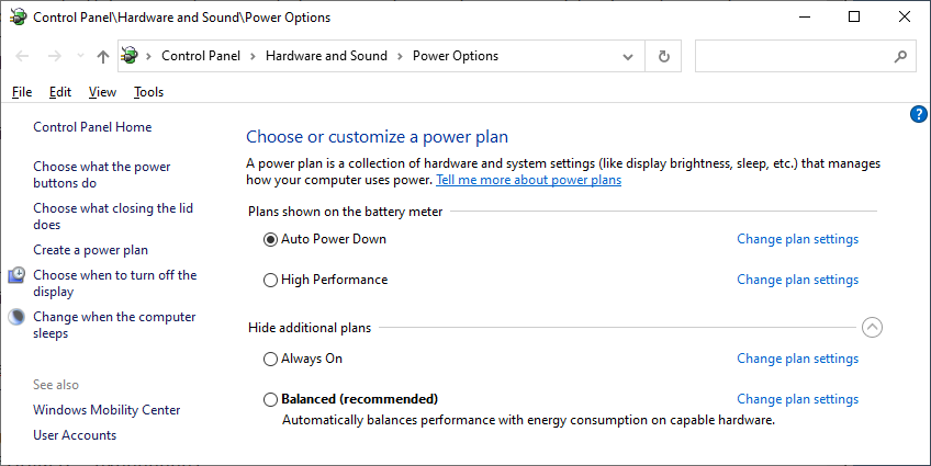 Windows Power Plans
