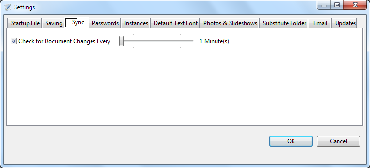 Vault 3 File Synchronization Configuration Dialog